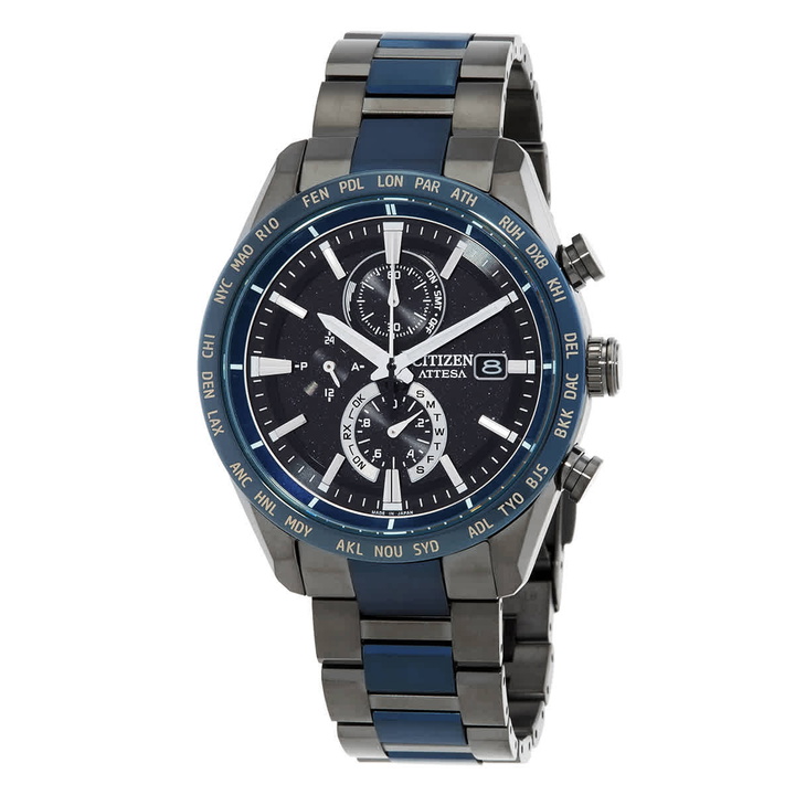 Photo: Citizen Perpetual Alarm World Time Chronograph GMT Black Dial Watch AT8187-75E