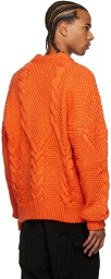 Winnie New York Orange Intwined Cable Knit Sweater