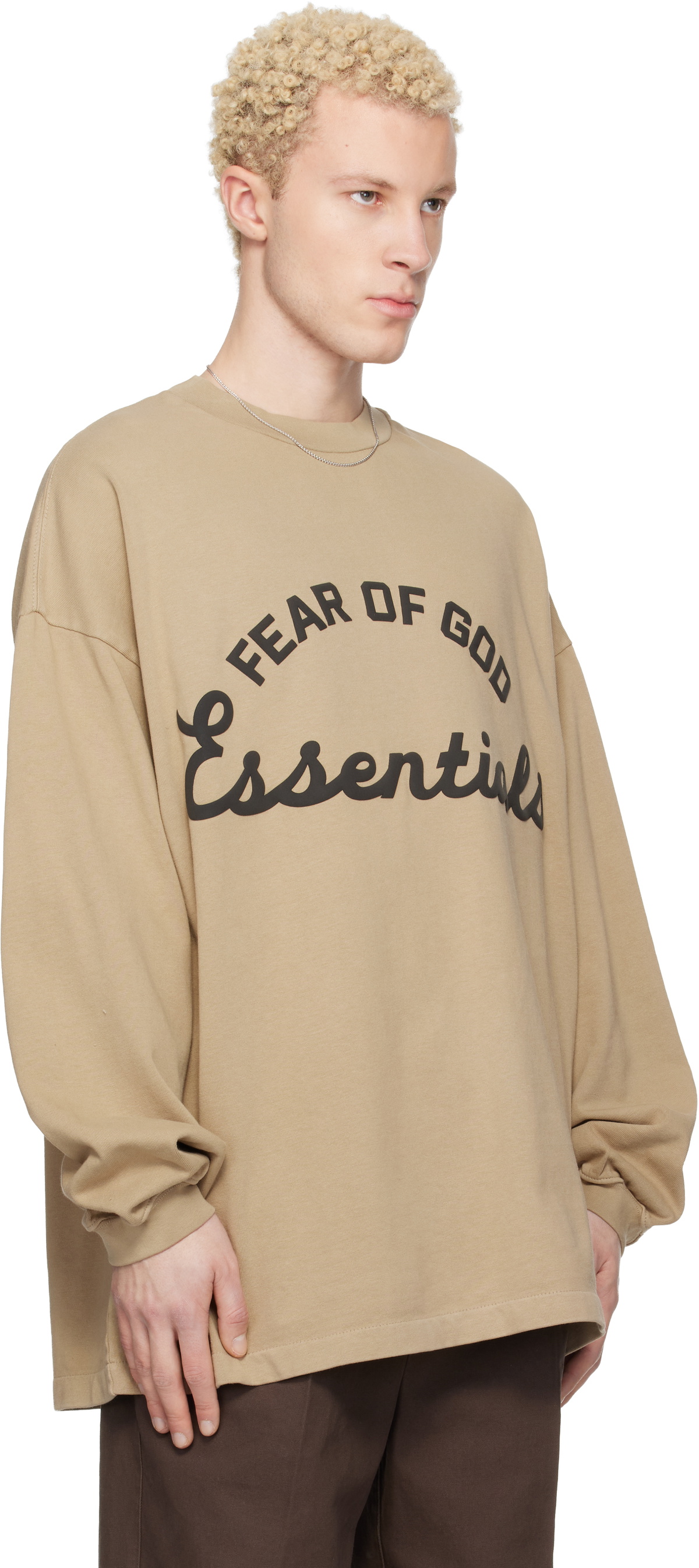 Fear of God ESSENTIALS Beige Training 90s Long Sleeve T-shirt