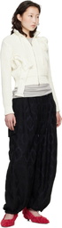 OPEN YY Off-White Applique Knit Zipup Sweater
