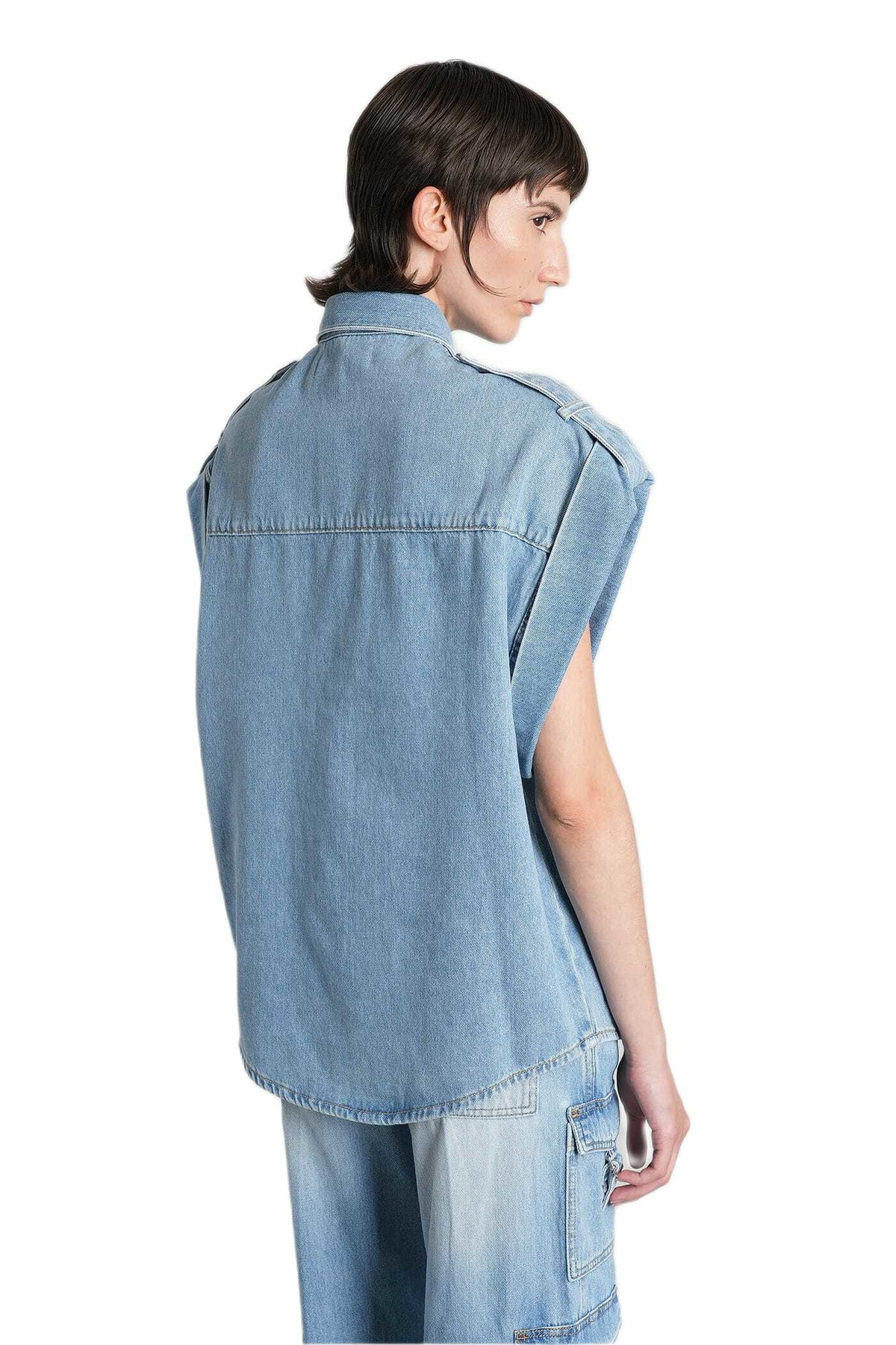 IRO Uline Vest In Blue Cotton