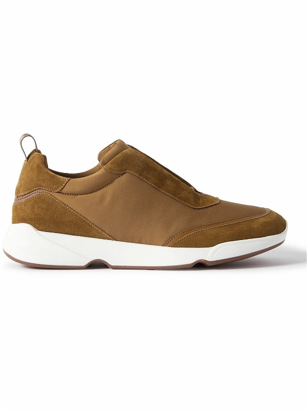 Photo: Loro Piana - Modular Walk Leather-Trimmed Canvas and Suede Sneakers - Brown