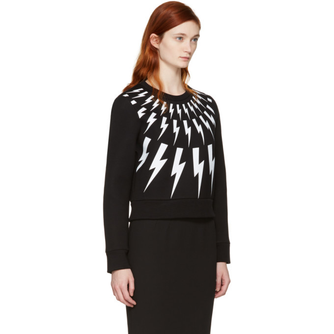 Neil Barrett Black Fairisle Thunderbolt Short Sweatshirt