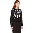 Neil Barrett Black Fairisle Thunderbolt Short Sweatshirt
