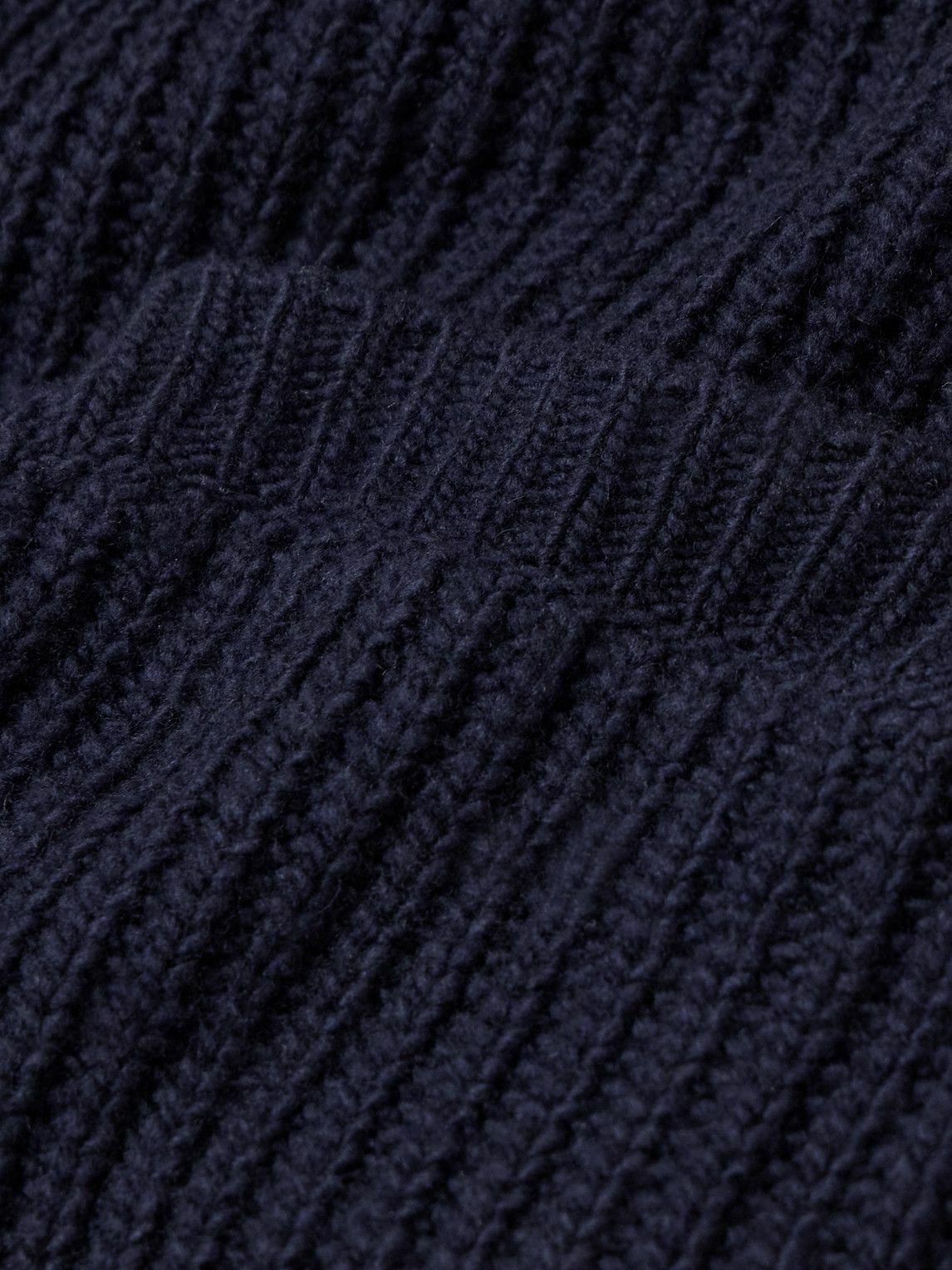 Hartford - Shawl-Collar Ribbed Wool Cardigan - Blue