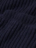Hartford - Shawl-Collar Ribbed Wool Cardigan - Blue