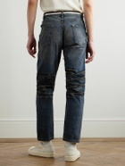 RRR123 - Fathers Engine Slim-Fit Straight-Leg Belted Distressed Jeans - Blue