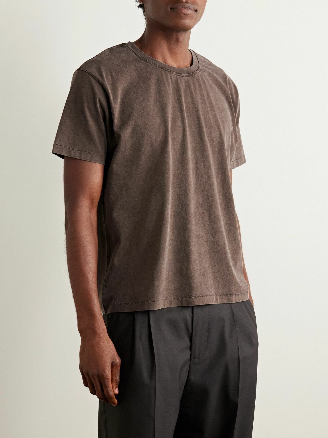 mfpen - New Garment-Dyed Brushed Organic Cotton-Jersey T-Shirt - Brown