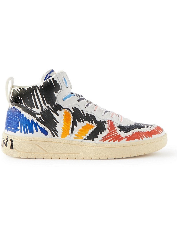 Photo: Marni - Veja V15 Printed Leather High-Top Sneakers - Blue