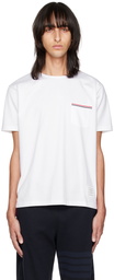 Thom Browne White Stripped Chest Pocket T-Shirt