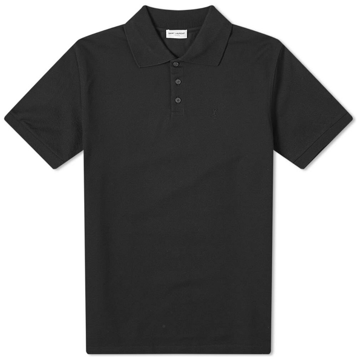 Photo: Saint Laurent Men's YSL Logo Polo Shirt in Black