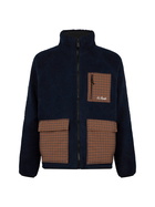 MC2 Saint Barth Man Blue Sherpa Jacket With Check Patch Pockets