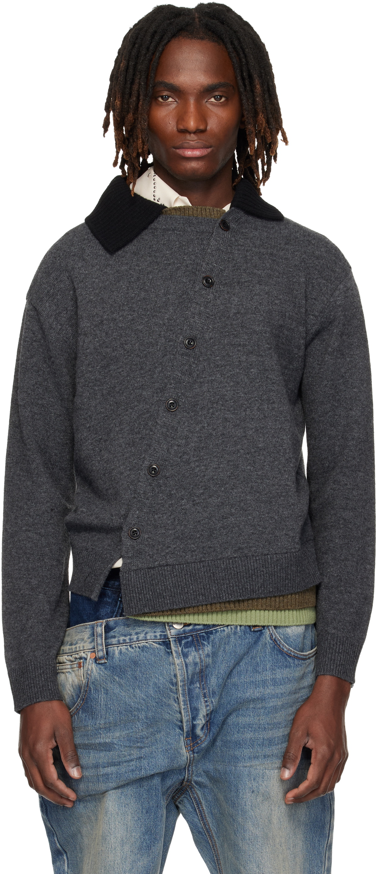 Andersson Bell Gray Layered Collar Cardigan