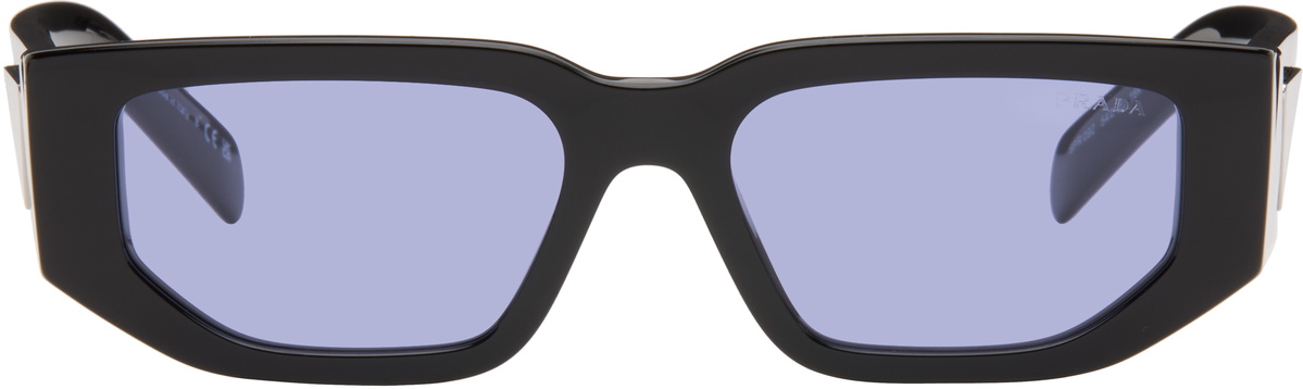Prada Eyewear: Black Triangle Logo Sunglasses | SSENSE