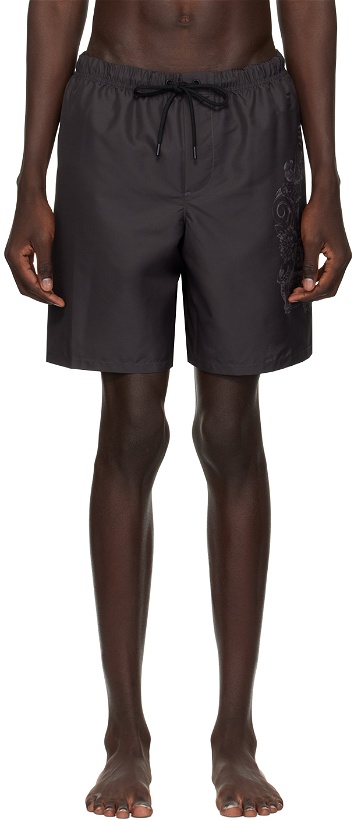 Photo: Versace Underwear Black Cartouche Swim Shorts