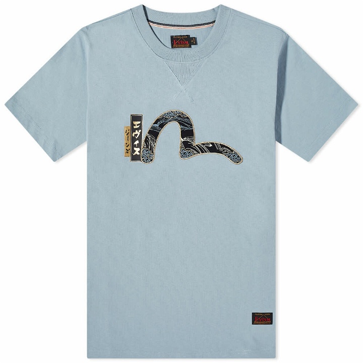 Photo: Evisu Men's Embroidered Seagull T-Shirt in Sky Blue