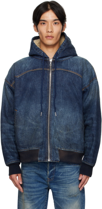 Photo: COÛT DE LA LIBERTÉ Navy Mike Japanese VTG Double Dip Sherpa Lined Denim Jacket