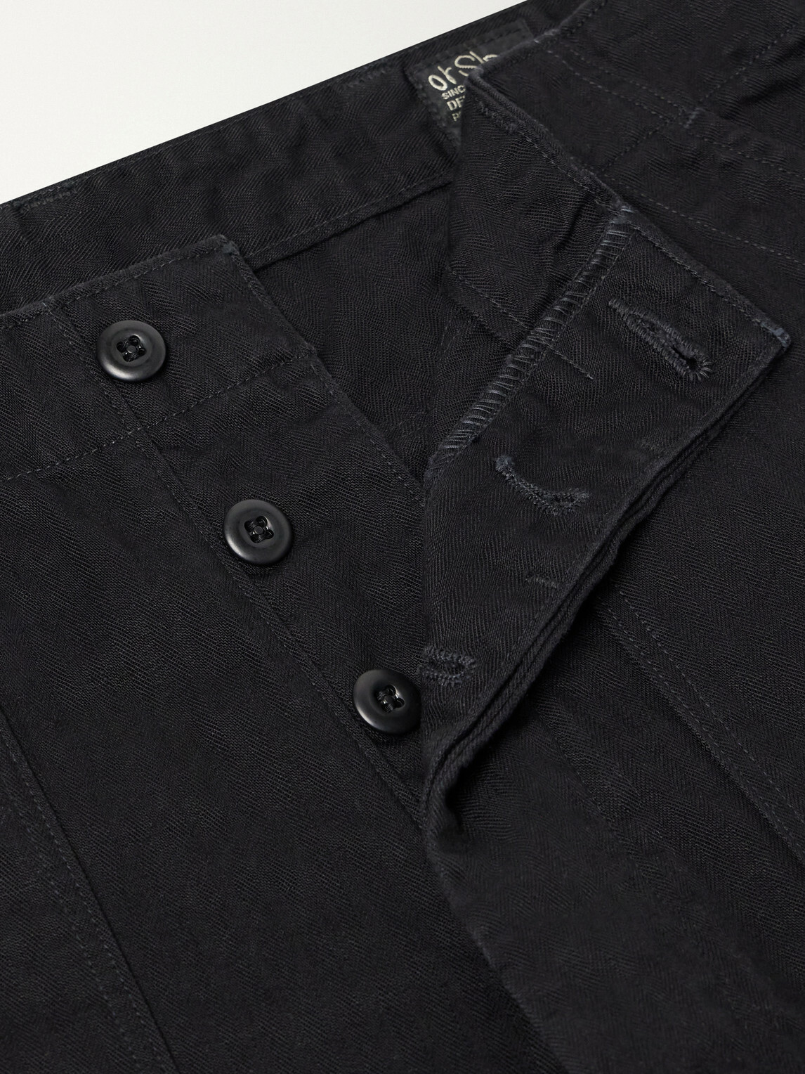 OrSlow - Straight-Leg Herringbone Cotton Trousers - Black