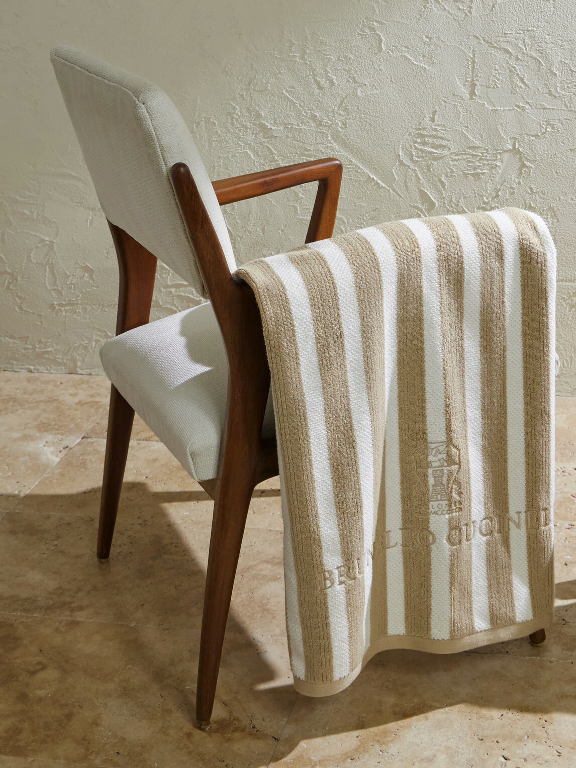 Brunello Cucinelli - Logo-Embroidered Striped Cotton-Terry Beach Towel