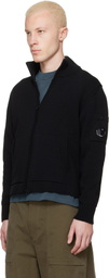 C.P. Company Black Compact Cotton Zipped Cardigan Sweater