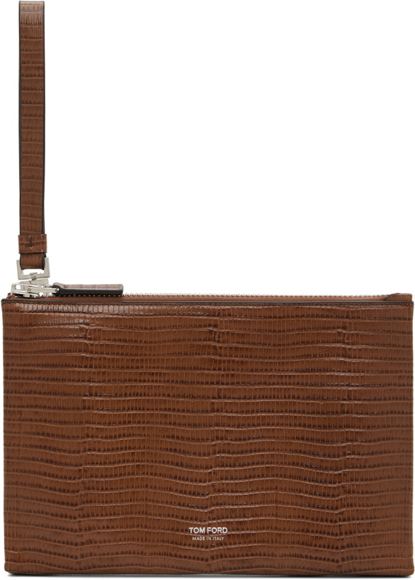 Photo: TOM FORD Brown Tejus Minimal Line Wristlet Slim Pouch