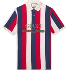 Gucci - Logo-Print Striped Cotton-Piqué Polo Shirt - Men - Multi