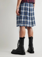 Liberal Youth Ministry - Frayed Checked Woven Skirt - Blue