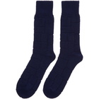 Issey Miyake Men Navy Block Pile Socks