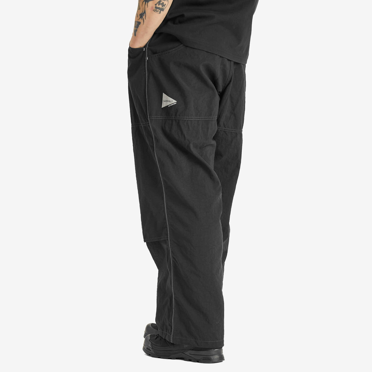 Gramicci Men's x and wander Nylon Double Knee Pant in Black Gramicci