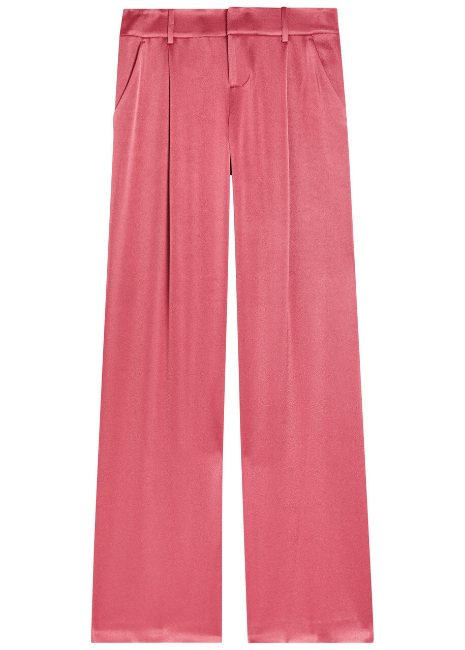 Alice + Olivia Eric Wide-leg Satin Trousers Pink