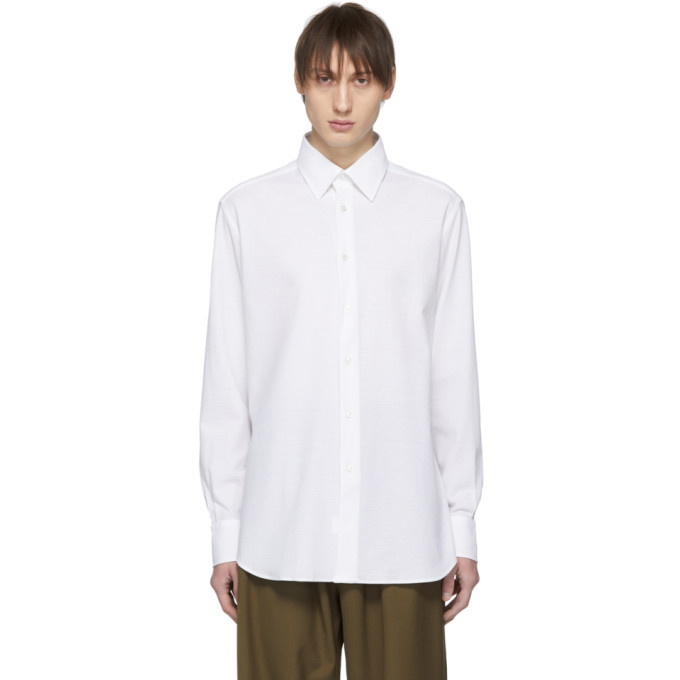 Photo: Brioni White Pique Long Sleeve Shirt