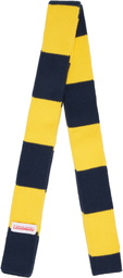 Charles Jeffrey LOVERBOY Yellow & Navy Stripe Skinny Scarf