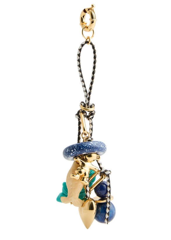 Photo: Timeless Pearly Charm-embellished 24kt Gold-plated Keyring - Multicoloured - One Size