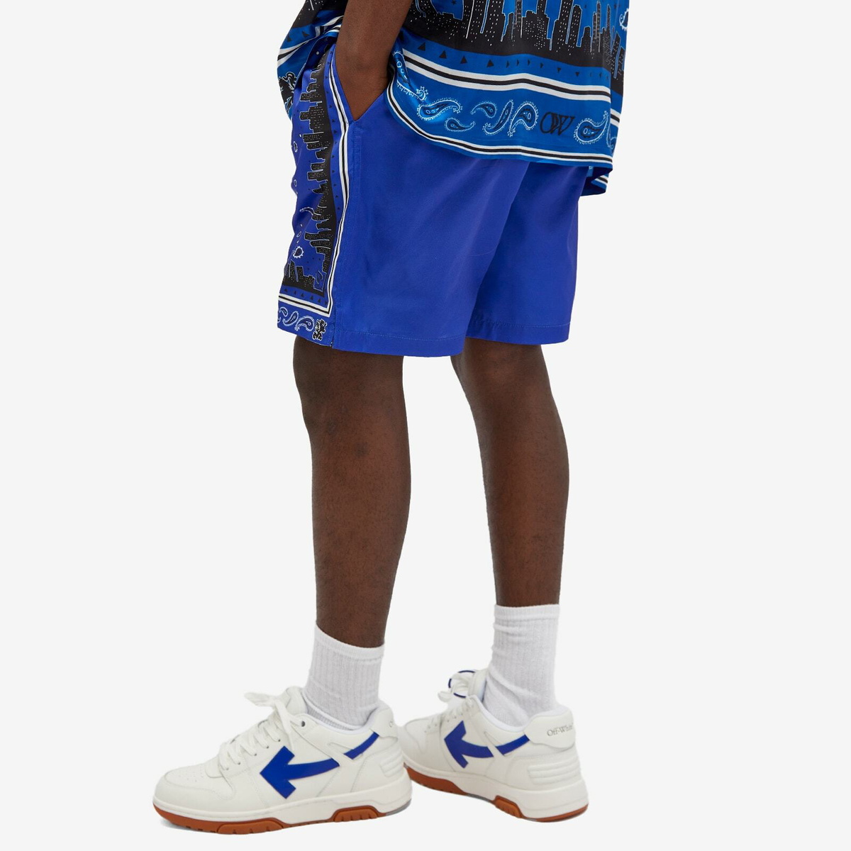 Off-White Men's Bandana Swim Shorts in Nautical Blue