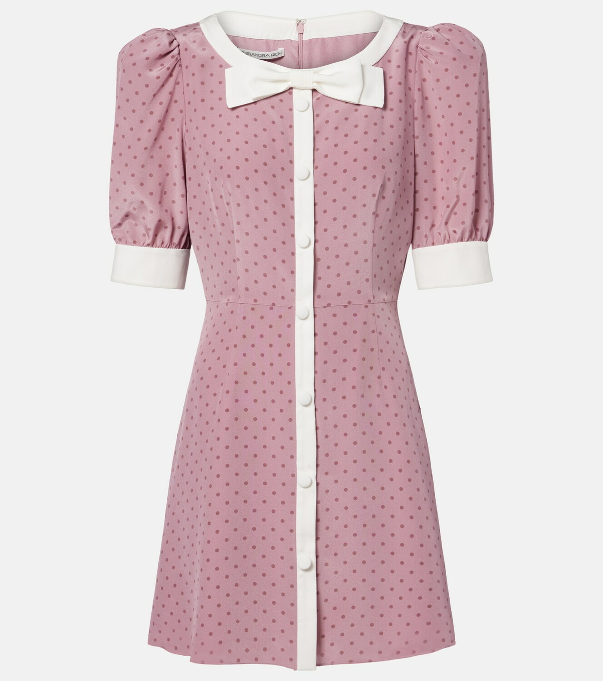 Alessandra Rich Bow-detail polka-dot silk minidress