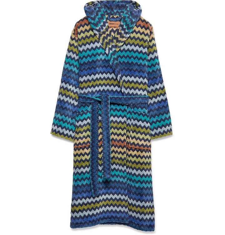 Photo: Missoni Home - Warner Cotton-Terry Hooded Robe - Blue
