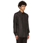 Dolce and Gabbana Black Silk Twill Pinstripe Shirt