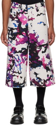 Dries Van Noten White & Pink Ink Splat Shorts