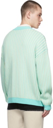 King & Tuckfield Blue & Off-White Striped Cardigan