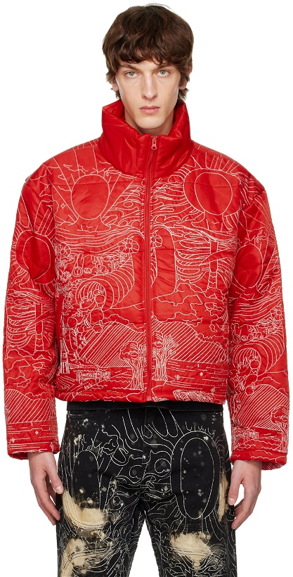 Photo: Who Decides War by MRDR BRVDO Red Duality Puffer Jacket