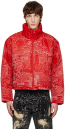 Who Decides War by MRDR BRVDO Red Duality Puffer Jacket