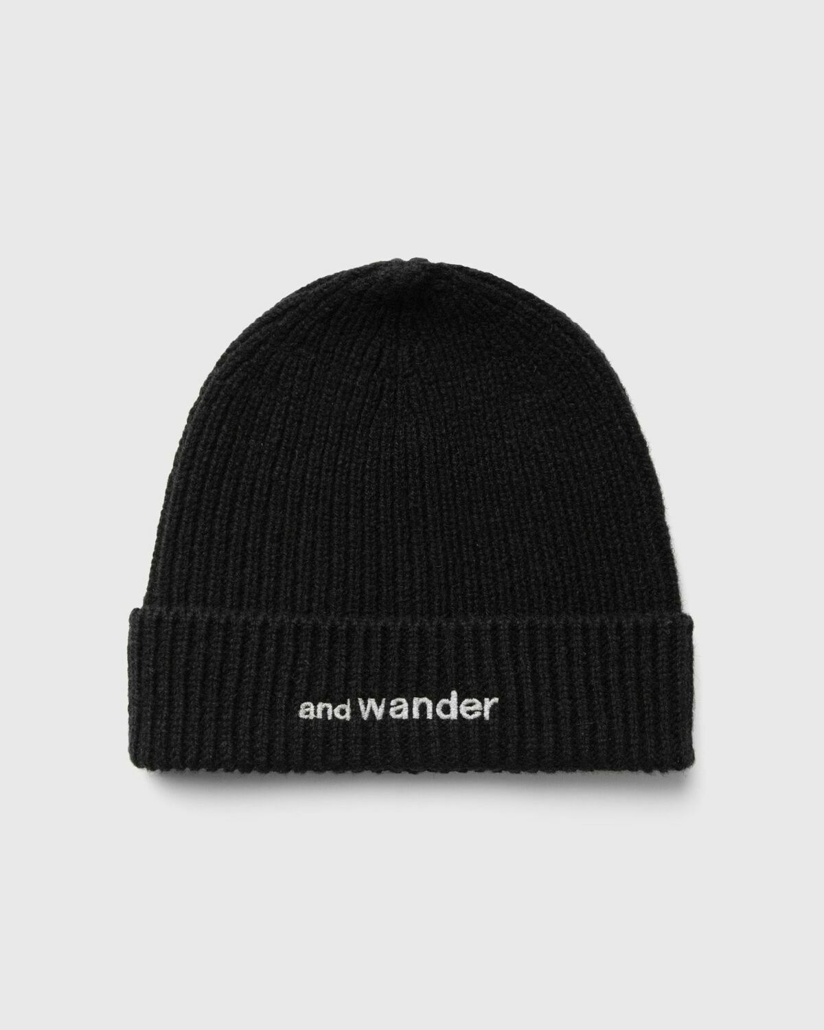 And Wander Shetland Wool Knit Cap Black Beanies