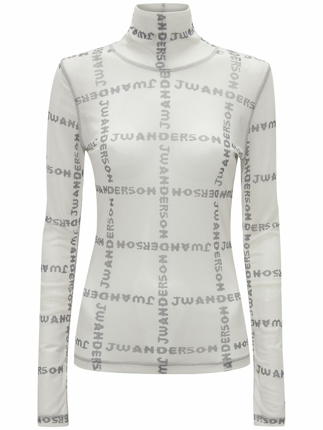 JW ANDERSON Logo Printed Tech Jersey Turtleneck Top