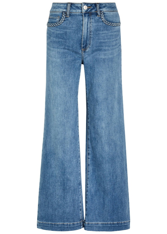 Photo: Paige Anessa Braided-trim Wide-leg Jeans Blue