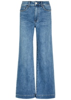 Paige Anessa Braided-trim Wide-leg Jeans Blue