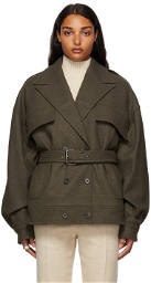 LVIR SSENSE Exclusive Khaki Wool Belted Jacket
