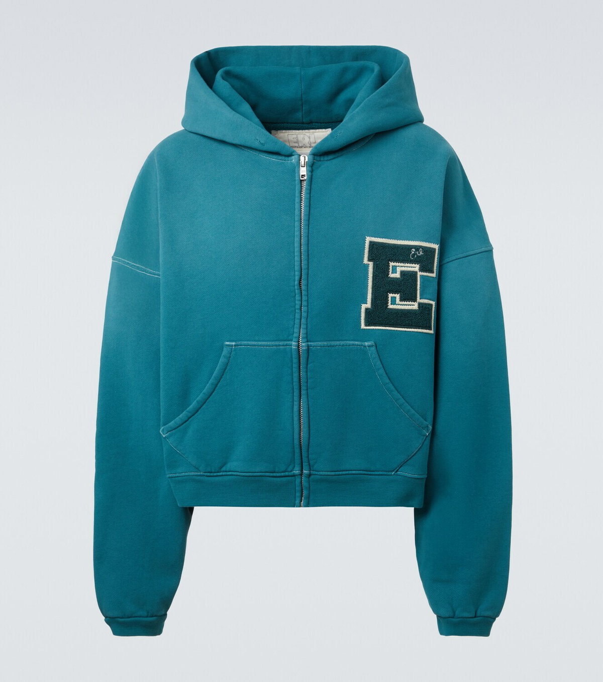 ERL Hooded cotton fleece zip-up sweatshirt
