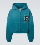 ERL Hooded cotton fleece zip-up sweatshirt