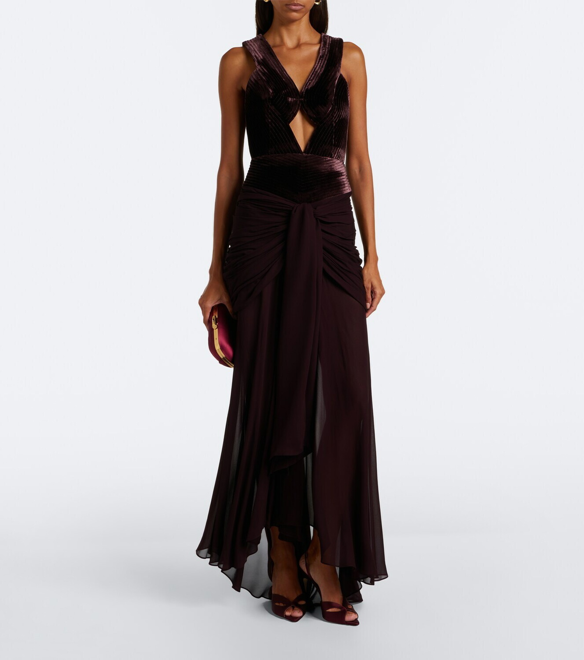 Zimmermann Valiant cutout draped velvet gown