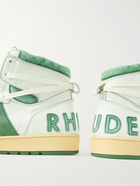 RHUDE - Rhecess Distressed Leather High-Top Sneakers - Green - 7